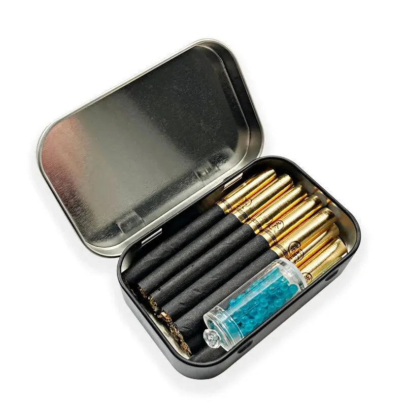 Flip Cap Cigarette Case Rectangle Container Tinplate Box Tobacco Storage Smoking Accessories Jewelry Candy Coin Key Organizer