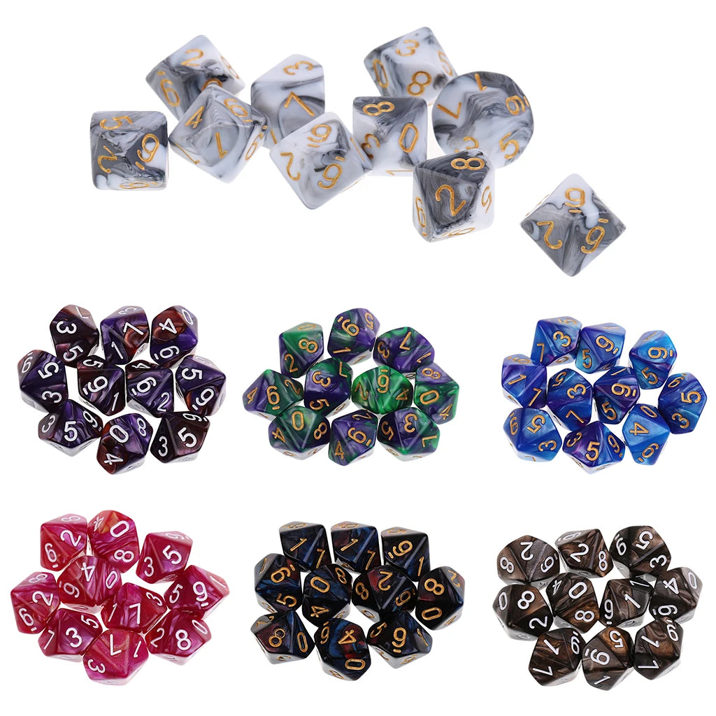 10 dados poliédricos de 10 caras D10 D8 para juegos de rol de 16 mm, dados familiares