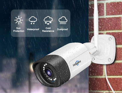 Cámara IP inalámbrica Hiseeu de 3 MP y 5 MP para exteriores, impermeable, CCTV, WiFi, cámara de seguridad P2P para sistema inalámbrico Eseecloud