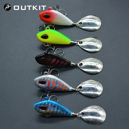 OUTKIT Nuevo señuelo de pesca Mini VIB de metal con cuchara, 6 g, 10 g, 17 g, 25 g, 2 cm, aparejo de pesca, señuelo giratorio con vibración, cebo que se hunde