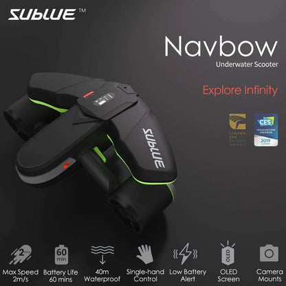 Scooter submarino Sublue Navbow de 75 minutos, 4,47 mph, motor dual, 40 m, equipo de buceo, hélice submarina para buceo con esnórquel