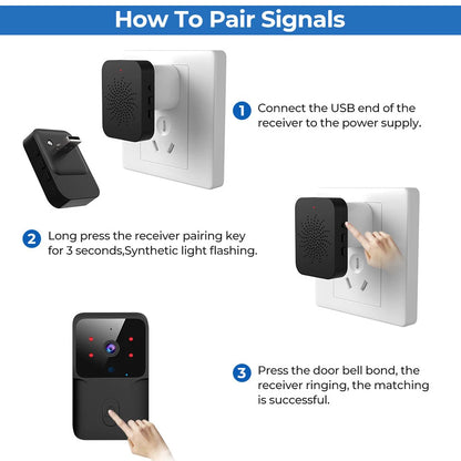 Timbre WiFi para el hogar Tuya WiFi Timbre inalámbrico con cámara alimentada por batería CC CA con timbre con cámara Alexa Google