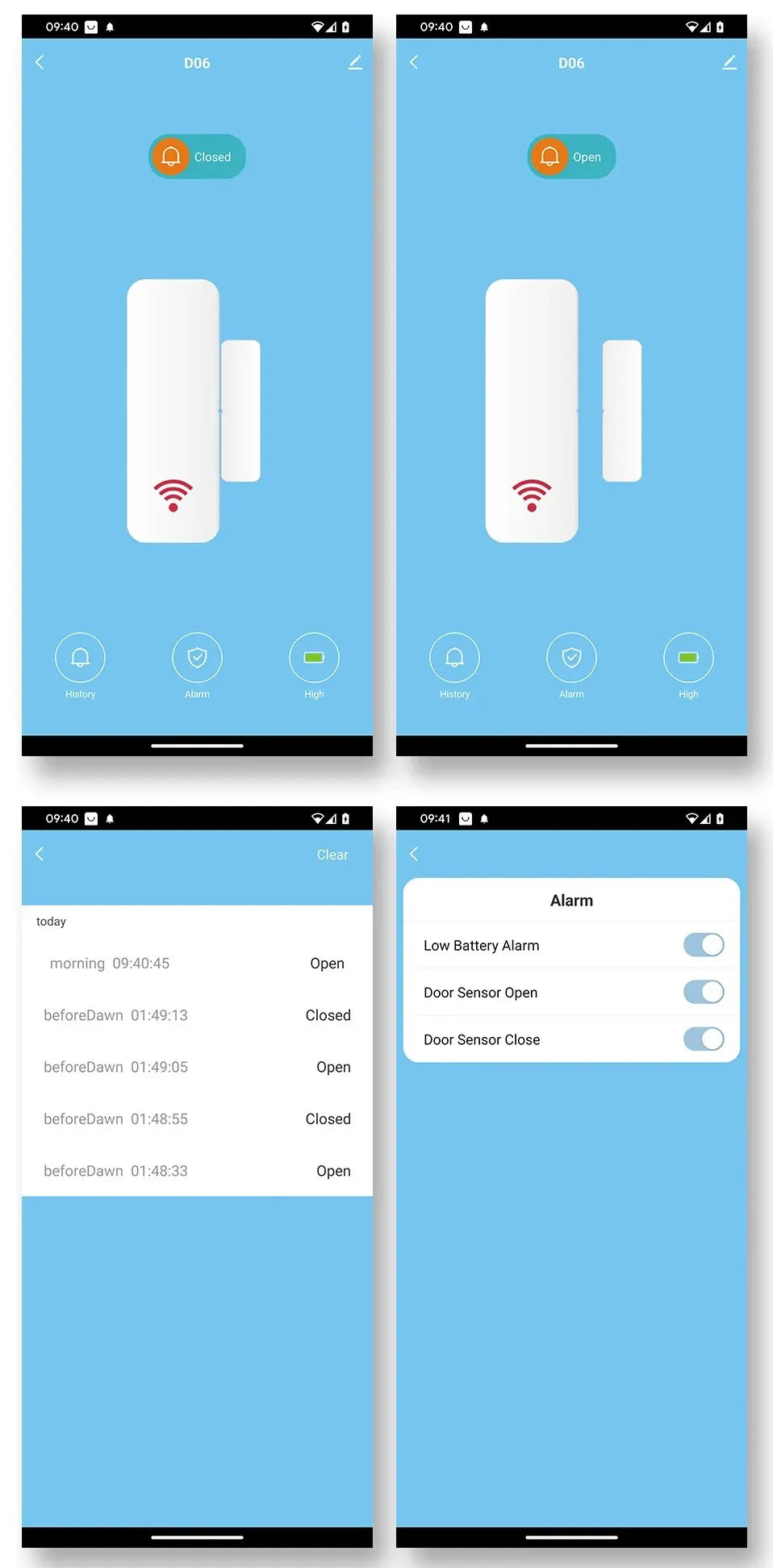 Sensor de puerta WiFi Tuya Contacto de ventana Abrir y cerrar Control remoto de aplicación Tuya Compatible con Alexa Asistente de Google