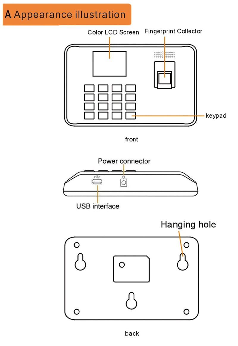 Biometric Attendance System USB Fingerprint Exit Record Recorder Reader Time Clock in Employees Date Machine Electronic Device