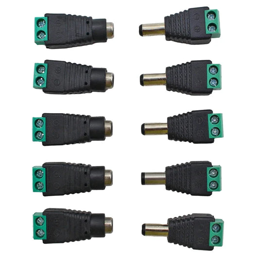 5 pares de conectores macho y hembra de 12 V CC, 2,1 x 5,5 mm, adaptadores de enchufe de alimentación, conectores de enchufe para tira de LED de color de señal, cámara CCTV