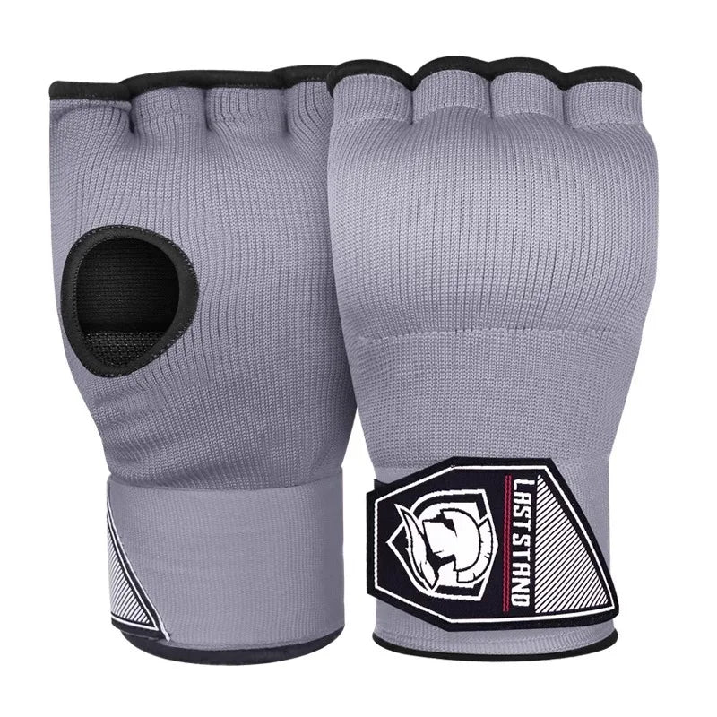 Guante de boxeo de gel de medio dedo para MMA, vendaje interior para entrenamiento de Sanda Muay Thai, con correa larga para la muñeca, accesorio para entrenamiento de boxeo