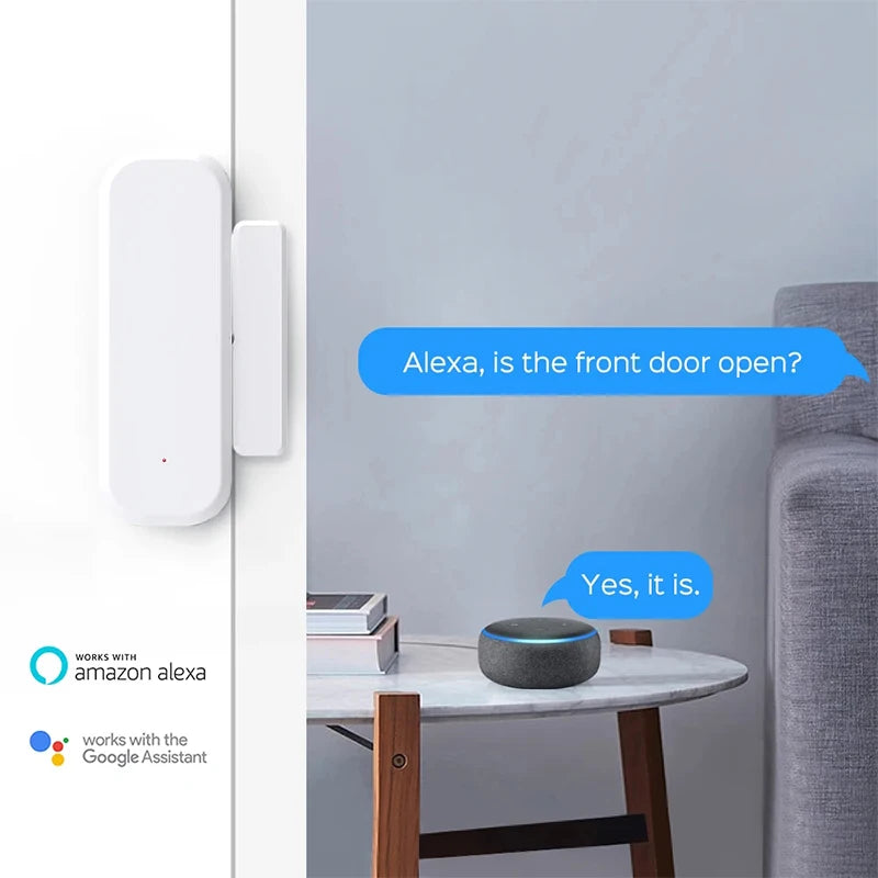 Sensor de ventana y puerta inteligente Tuya WiFi, sistema de alarma de protección de seguridad para el hogar inteligente, detectores de apertura y cierre de puertas para Alexa Google Home