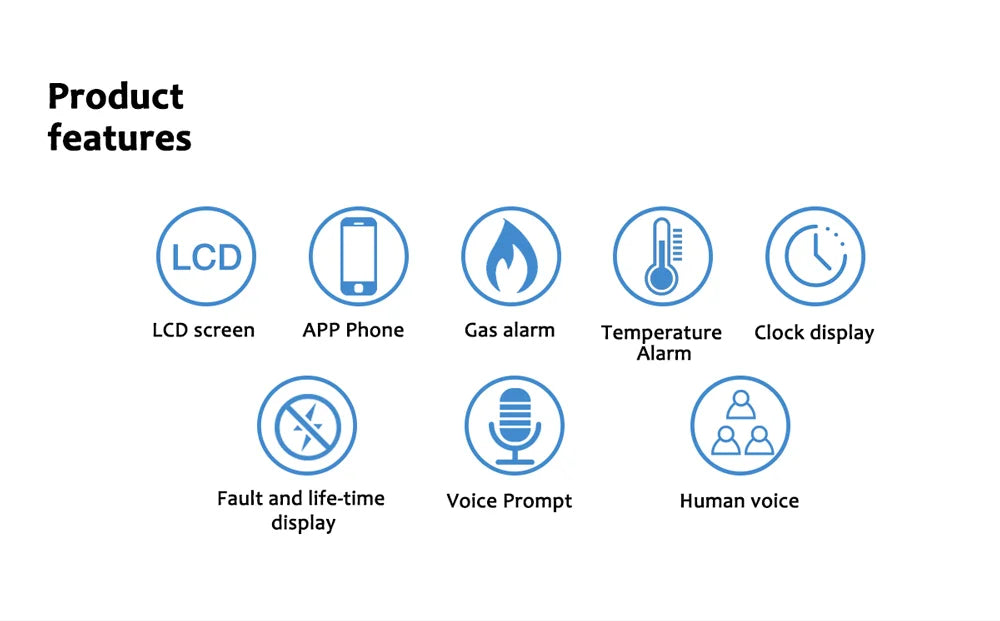 WiFi GAS LPG Leak Sensor Alarm Fire Security Detector Tuya APP Control Safety Smart Home LCD Display Natural Gas Leak Detectors