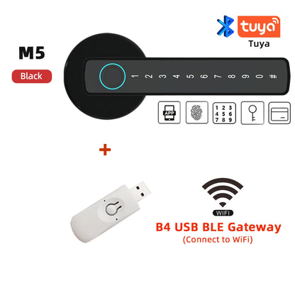 RAYKUBE M5 Tuya BLE Fingerprint Door Lock Digital Electronic Lock with Password/Key/IC Card/ Smartlife/ Tuya APP Unlock