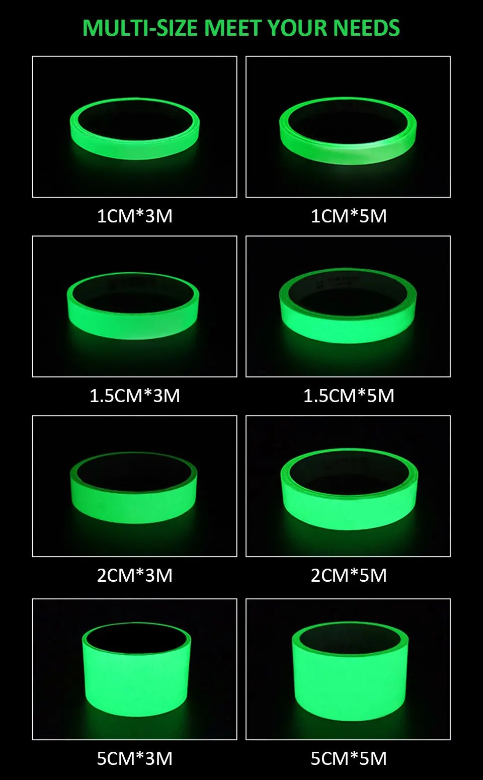 Luminous Tape 3m/5m Glow in The Dark Sticker Self-Adhesive Photoluminescent Tape Night Vision Safety Warning Security Stage Home