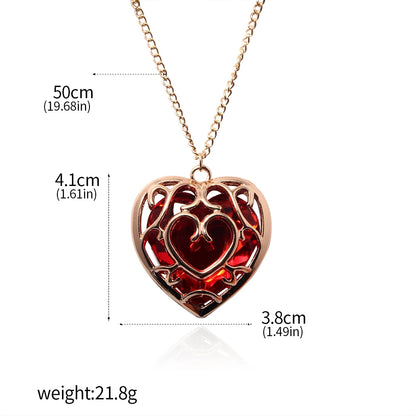 Zeldas Link Skyward Sword Red Heart Necklace Heart Containers Crystal Hearts Stones Pendant Necklace for Women Men Jewelry