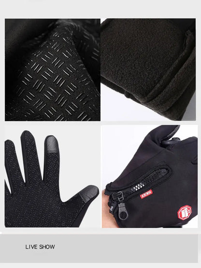 Guantes cálidos de invierno para hombres y mujeres, impermeables y agradables para la piel, con pantalla táctil, adecuados para ciclismo y esquí