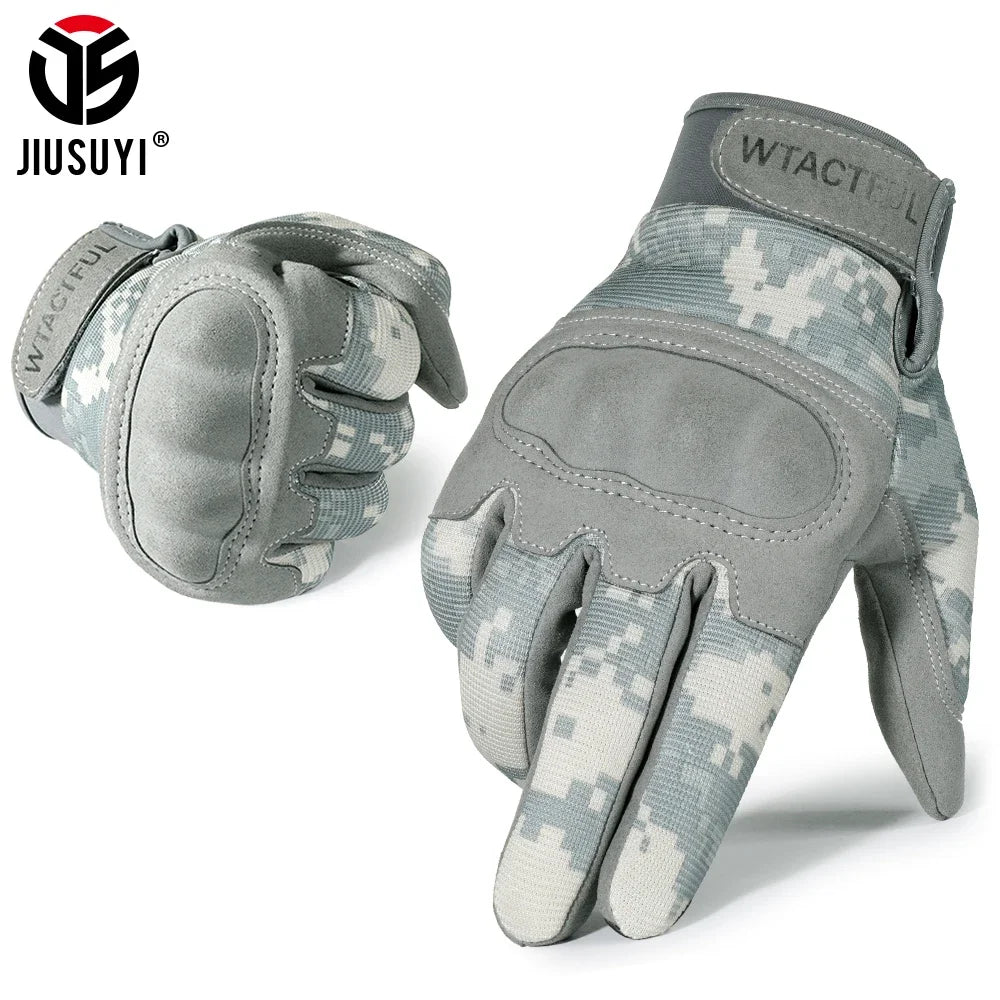 Guantes tácticos ACU camuflaje pantalla táctil paintball combate lucha carcasa dura bicicleta guantes de dedos completos hombres