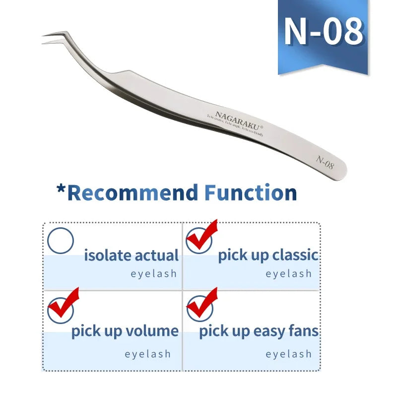 NAGARAKU Eyelash Extension Tweezers Makeup Stainless Steel Eyelash 3D accurate Clip