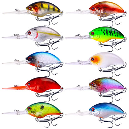 HENGJIA 13G 9CM Señuelos de pesca Rock Crank Bait Crankbait Minnow Bass Anzuelos triples Swim Hard Lure Baits Wobbler Long Big Tongue