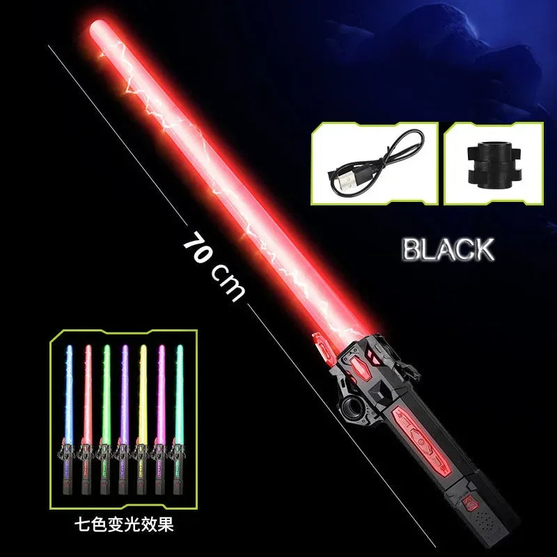 Children Colorful Glowing Sword Toys Telescopic Music Laser Sword 2-in-1 Rotating Decompression Toy Light Sword Kids Adult Toys