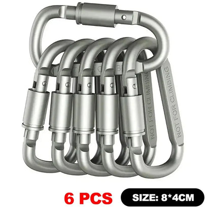 6pcs Carabiner Set For Key Camping Survival EDC Outdoor Keychain Clip Alloy Aluminum Tactical Caribiner Hook Karabiners