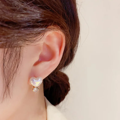 2022 New Trend Simulation Pearl Long Earrings Women's Flower Rhinestone Wedding Pendant Earrings Fashion Korean Jewelry Earrings