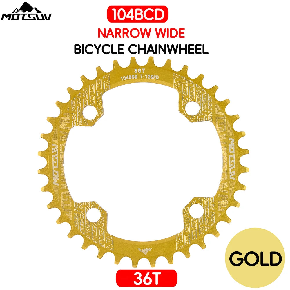 Bicycle Crank 104BCD Round Shape Narrow Wide 32T/34T/36T/38T MTB Chainring Bicycle Chainwheel Bike Circle Crankset Single Plate