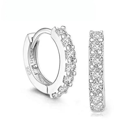 Romantic Heart Crystal Loop Lever Back Earring Austrian Cubic Zircon 925 Sterling Silver Hoop Jewelry for Women Fashion