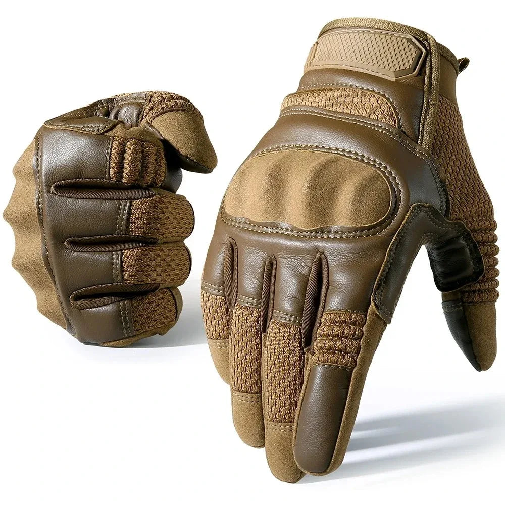 Guantes tácticos de cuero PU con pantalla táctil para ciclismo, de carcasa dura, para senderismo, combate, caza, airsoft, conducción, bicicleta, antideslizantes