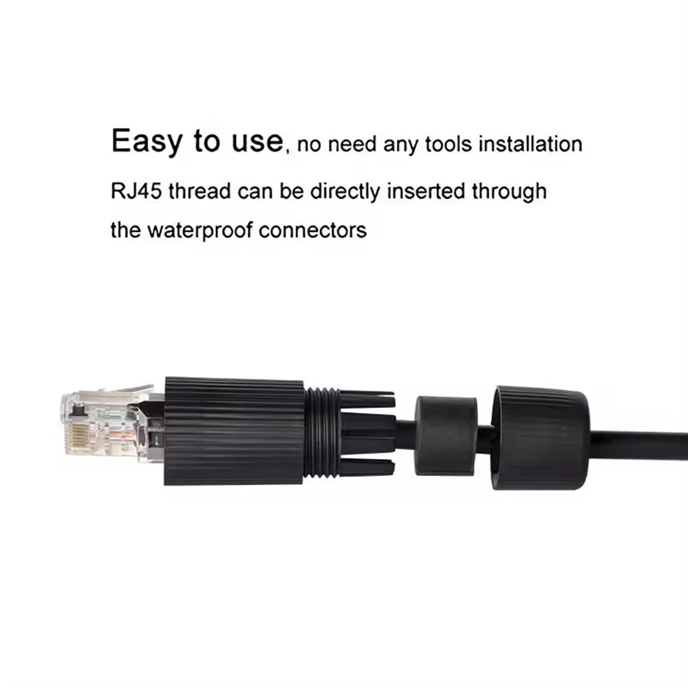 Conector RJ45 a prueba de agua IP67, conector de cable de red Ethernet, acoplador RJ45, adaptador de acoplador LAN para exteriores, hembra para Cat5e CAT6