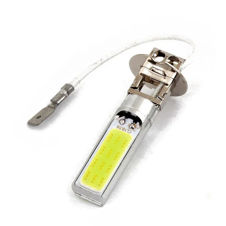 2 Pcs H3 15W LED COB DRL Lamp White Xenon Driving Head Light Bulbs