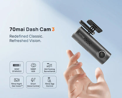 70mai Smart Dash Cam 3 M200 Voice Control 1080P 130FOV Wifi 70mai Car DVR Car Recorder Auto Recorder Wifi Parking Monitori