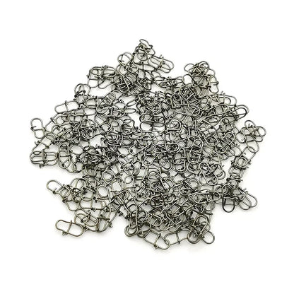 OUTKIT 50PCS Stainless Steel Pin Swivel Fishing Accessories Connector Lure Clip Rolling Swivels Sea Fishing Tackle