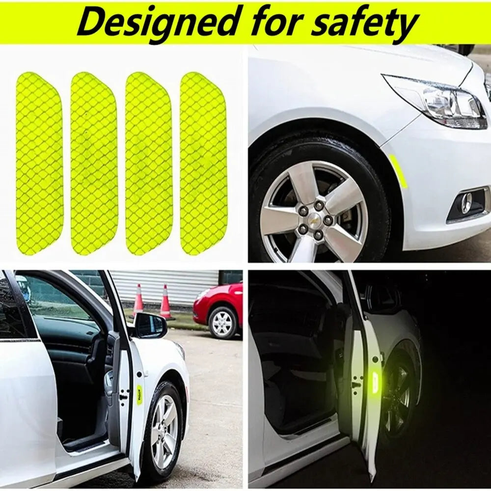 4 piezas de pegatinas para puerta de coche, cinta reflectora de advertencia de apertura de seguridad, accesorios para coche, pegatinas reflectoras para exterior e interior