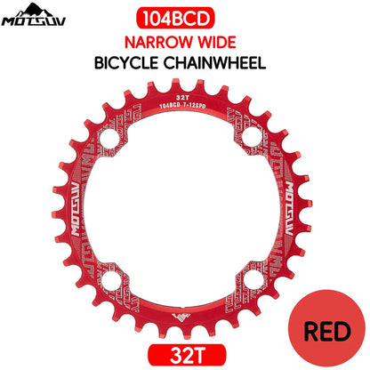 Bicycle Crank 104BCD Round Shape Narrow Wide 32T/34T/36T/38T MTB Chainring Bicycle Chainwheel Bike Circle Crankset Single Plate