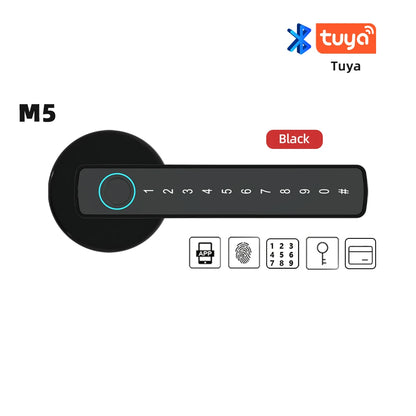 RAYKUBE M5 Tuya BLE Fingerprint Door Lock Digital Electronic Lock with Password/Key/IC Card/ Smartlife/ Tuya APP Unlock