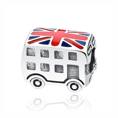 Original 925 Sterling Silver Charm Bead Travel London Bus Camera Suitcase Paris Charms Fit Pan Brand Bracelets Women Diy Jewelry