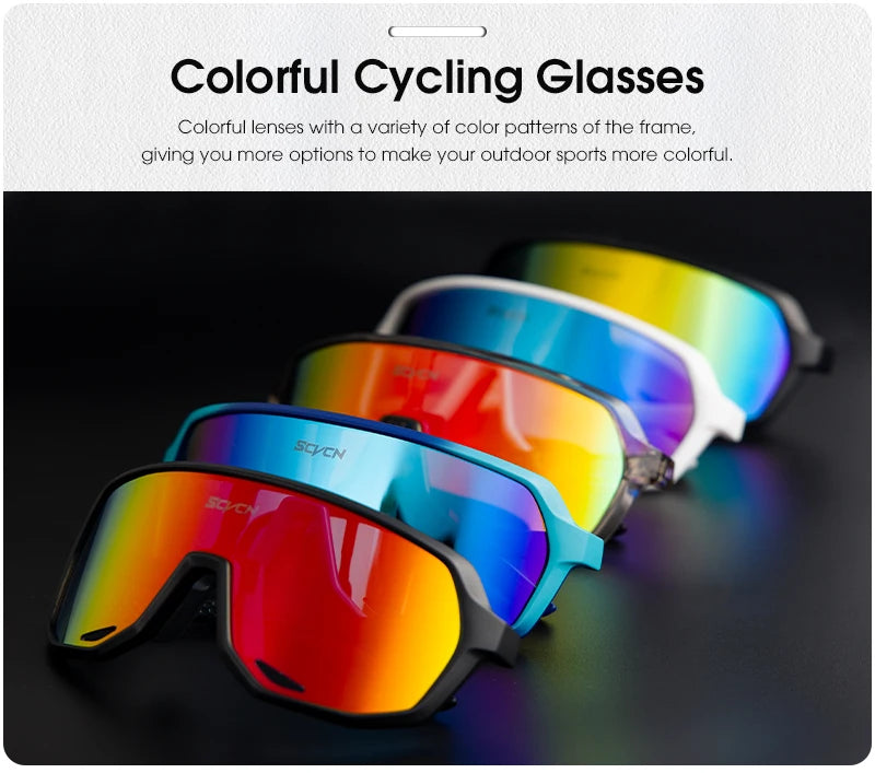 SCVCN Trend color lens sunglasses men's driving bicycle glasses women's leisure sports hiking glasses UV400 protective glasses