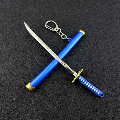 Mini Roronoa Zoro Samurai Sword Keychain Anime  Plastics Scabbard Key Chain Ring Katana Buckle for Men Cosplay Toy Jewelry Gift