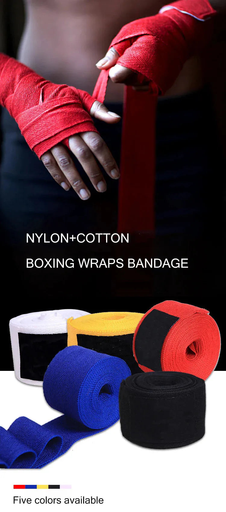 2 Elastic Boxing Bandages 1.5/2/3/5M Cotton Sports Belt Sanda Kickboxing MMA Hand Gloves Boxing Sports Bandages