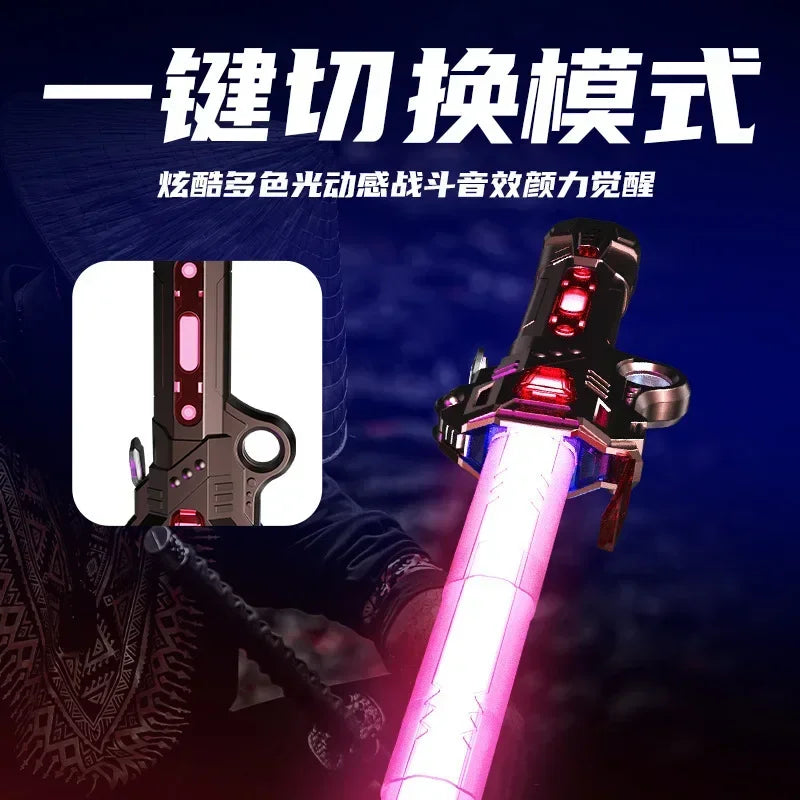 Children Colorful Glowing Sword Toys Telescopic Music Laser Sword 2-in-1 Rotating Decompression Toy Light Sword Kids Adult Toys