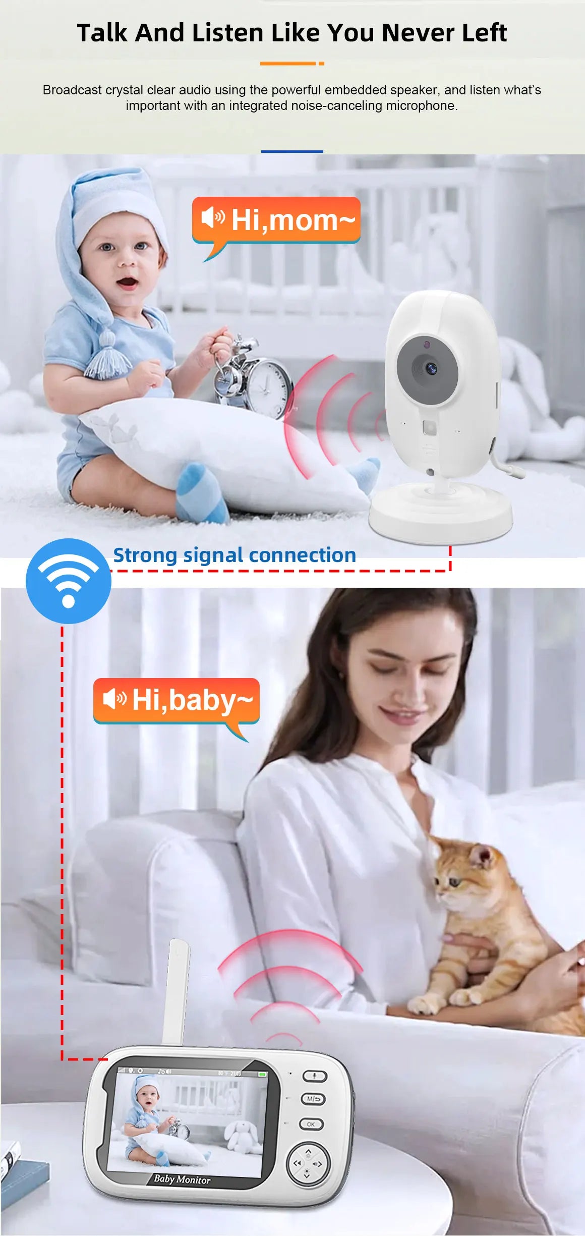 Baby Monitor With Camera 3.5 inch LCD Electronic Babysitter 2 Way Audio Night Vision Video Baby Nanny Radio Better than VB603