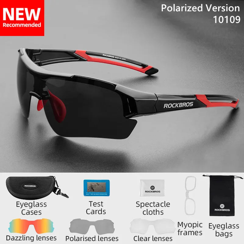 Gafas de ciclismo polarizadas ROCKBROS, gafas de sol deportivas para hombre, gafas de protección para ciclismo de montaña o carretera, 5 lentes