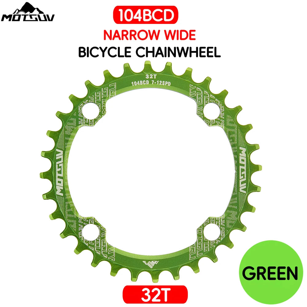 Bicycle Crank 104BCD Round Shape Narrow Wide 32T/34T/36T/38T MTB Chainring Bicycle Chainwheel Bike Circle Crankset Single Plate