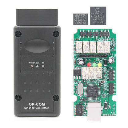 OPCOM V5 para Opel 2021 OP COM 1.70 actualización de firmware flash Cable de diagnóstico de coche OP-COM PIC18F458 CAN BUS OBD 2 OBD2 Herramientas automáticas