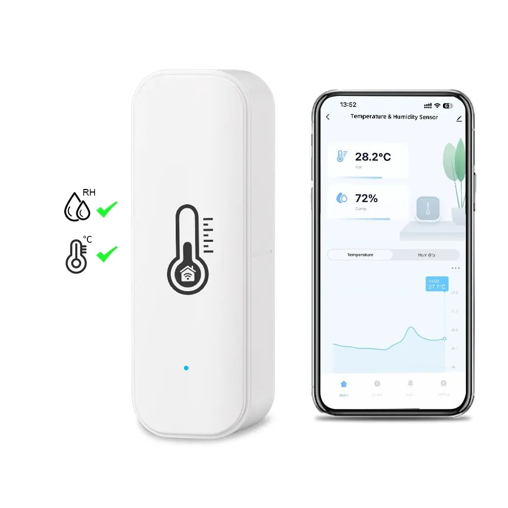 Tuya WiFi or ZigBee Temperature and Humidity Smart Home Thermometer Hygrometer APP Remote Alarm Work with Alexa Google Home