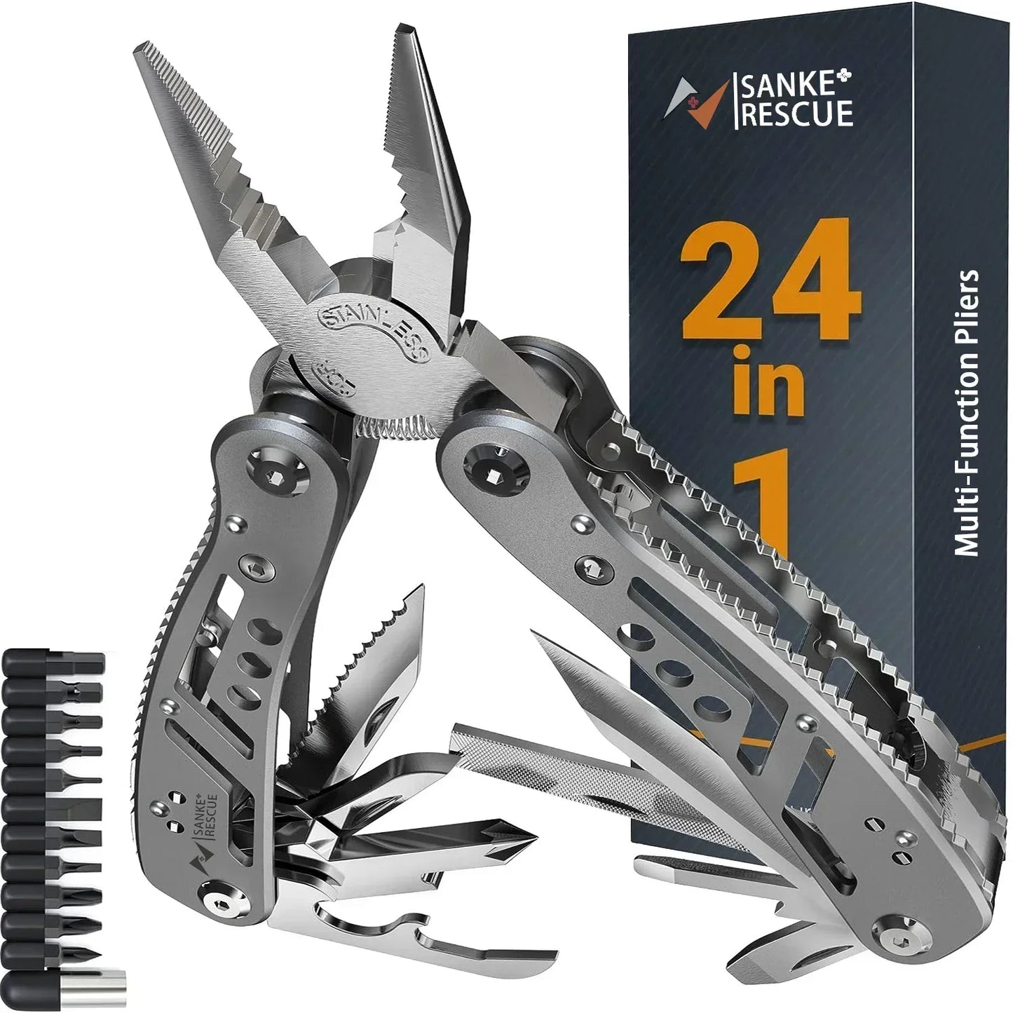 Portable Pocket Multitool 420 Stainless Steel Multitool Pliers Knife Screwdriver for Outdoor Survival Camping Hunting and Hiking