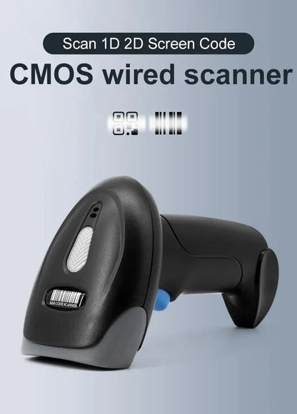 U20 1D/2D Supermarket Barcode Reader USB Wired Handheld Warehouse Bar Code QR Code Scanner CMOS Image High-speed Decoding