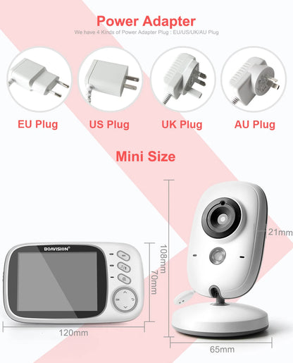 VB603 Video Baby Monitor 2.4G Wireless With 3.2 Inches LCD 2 Way Audio Talk Night Vision Surveillance Security Camera Babysitter