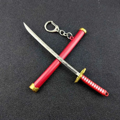 Mini Roronoa Zoro Samurai Sword Keychain Anime  Plastics Scabbard Key Chain Ring Katana Buckle for Men Cosplay Toy Jewelry Gift