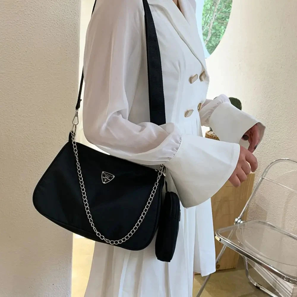 Conjunto de bolsos de mano casuales de moda para mujer, bolsos cruzados, bolsos de hombro, bolso bandolera 2 en 1, bolso de mano de tendencia para viajes y compras