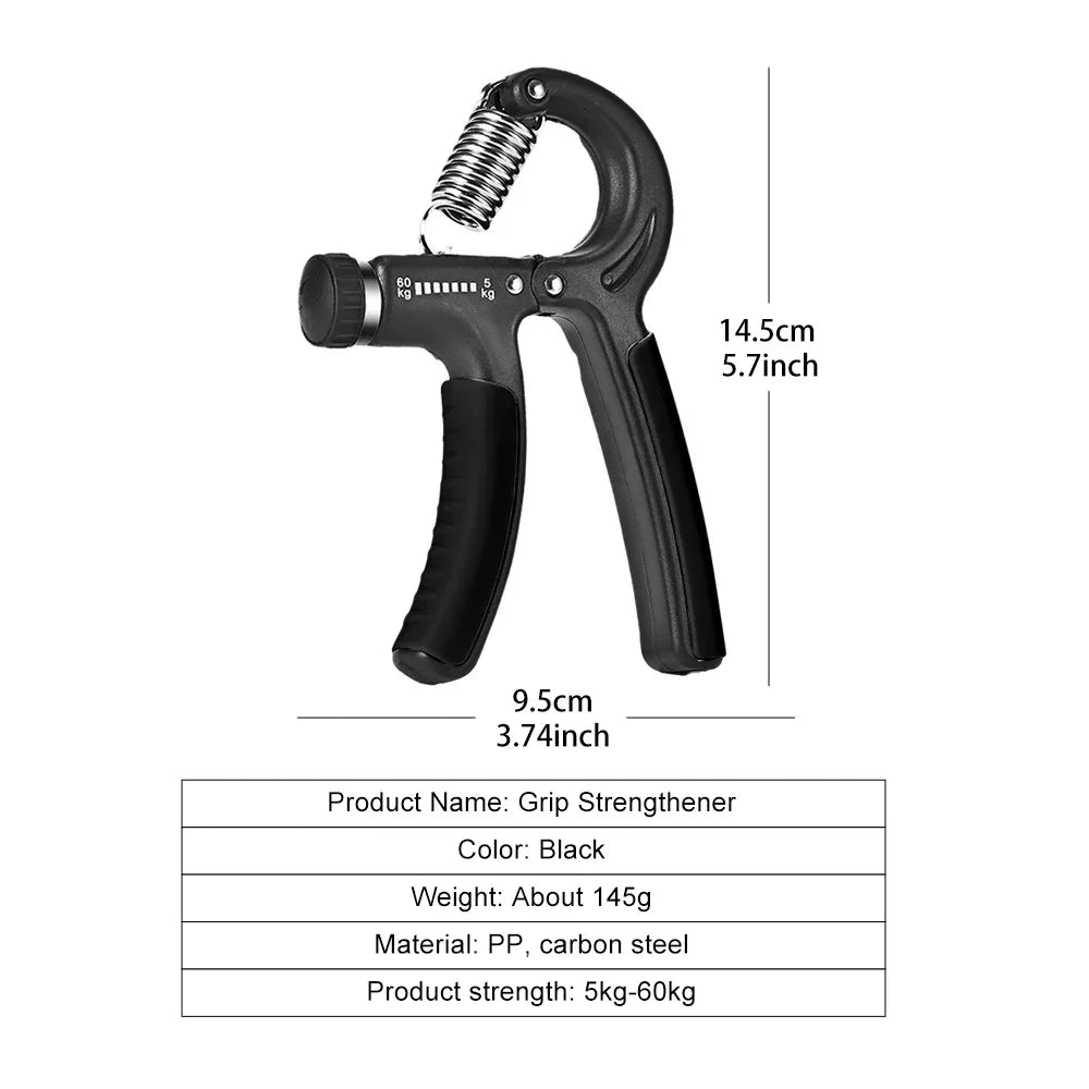 Fortalecedor de agarre, ejercitador de mano para entrenamiento de fuerza, ajustable, de 5 a 60 kg, unisex, para entrenamiento de rehabilitación de dedos, agarre de mano