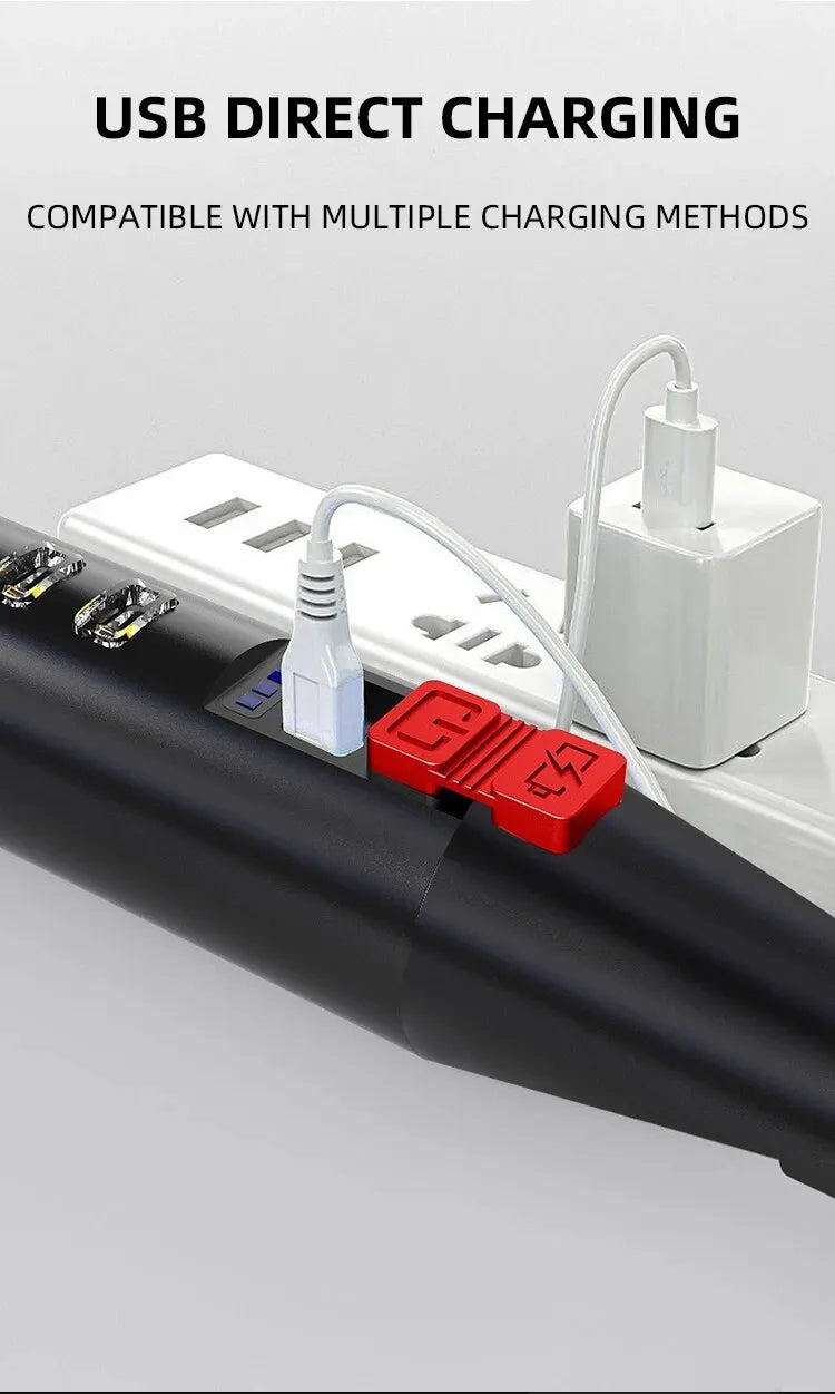 Linterna de luz potente para exteriores, con carga USB, para patrulla de seguridad, con forma de bate de béisbol