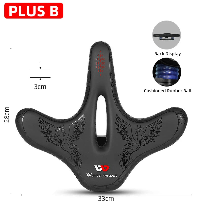 Sillín de bicicleta ergonómico WEST BIKING para ciclismo de larga distancia, con cojín ancho y grueso, cómodo sillín para bicicleta de montaña y turismo